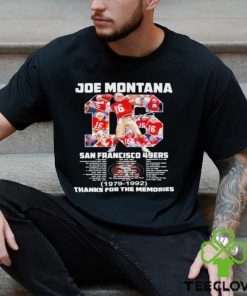 Joe Montana San Francisco 49ers 1979 1992 thanks for the memories t shirt