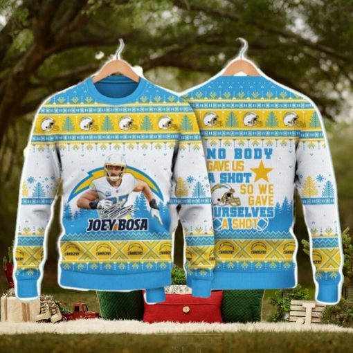 Joey Bosa Los Angeles Chargers We Gave Ourselves A Shot NFL Christmas Ugly Sweater