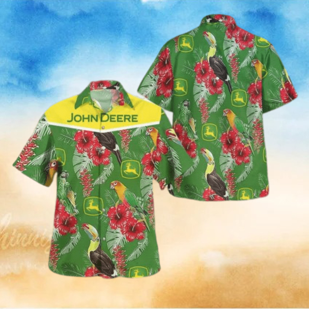 John Deere Parrot Hawaiian Shirt John Deere Parrot Hawaiian Shirt