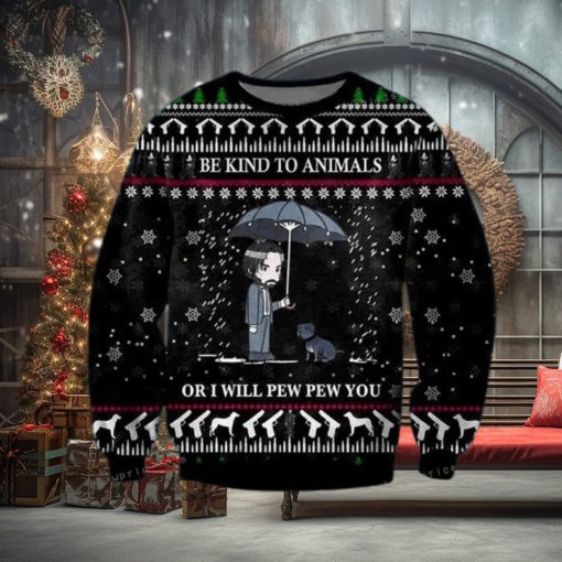 John Wick Be Kind To Animals Christmas Ugly Sweater Party