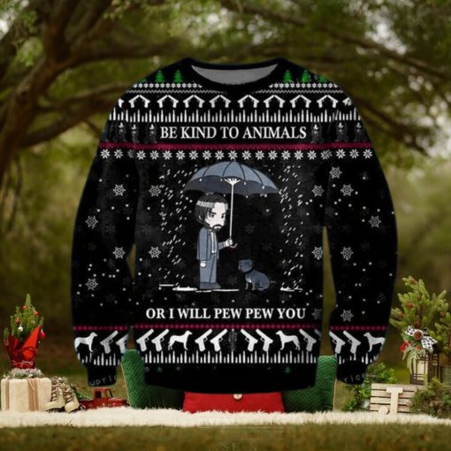 John Wick Be Kind To Animals Christmas Ugly Sweater Party
