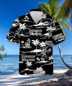 Johnnie Walker Hawaiian Button Up Shirt Island Palm Leaves