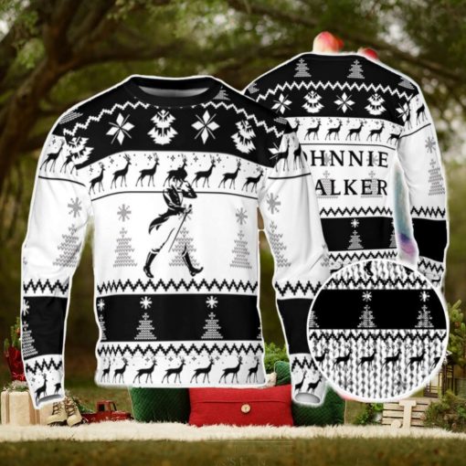 Johnnie Walker Ugly Sweater Pine Trees n Reindeer Beer Loves ugly Gift Christmas Sweater