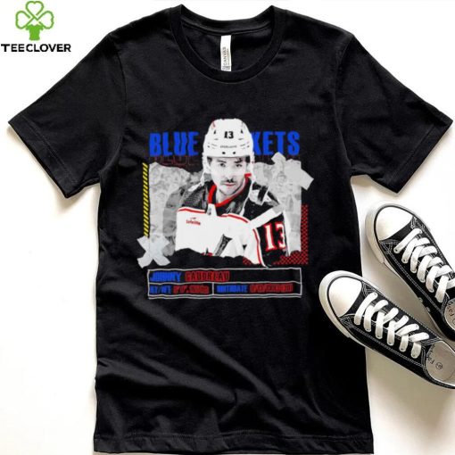 Johnny Gaudreau Columbus Blue Jackets ice hockey player information paper shirt