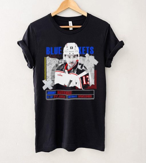 Johnny Gaudreau Columbus Blue Jackets ice hockey player information paper shirt