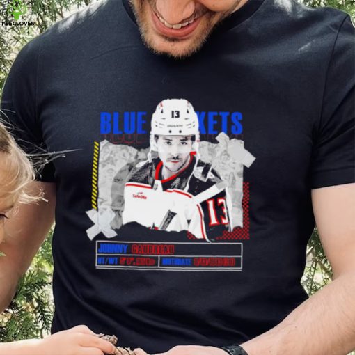 Johnny Gaudreau Columbus Blue Jackets ice hockey player information paper shirt