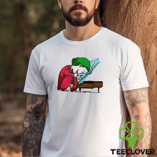 Joker playing the piano in the style of Peanuts shirt