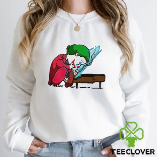 Joker playing the piano in the style of Peanuts shirt