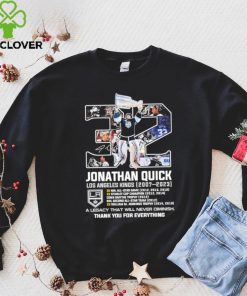 Jonathan Quick Los Angeles Kings 2007 2023 thank you for everything signature shirt