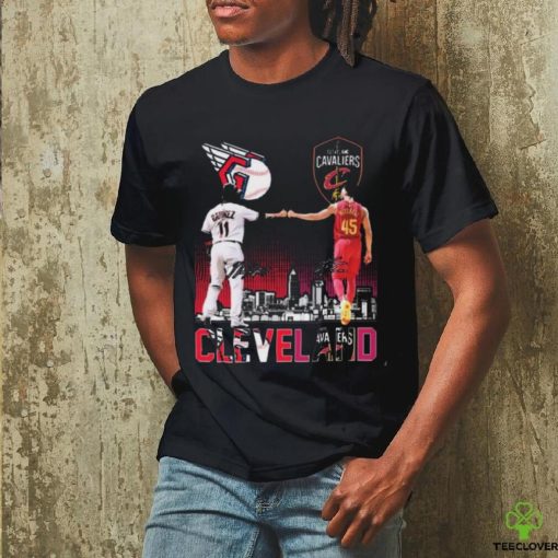 Jose Ramirez And Donovan Mitchell Cleveland Skyline Sports Teams Signatures Shirt