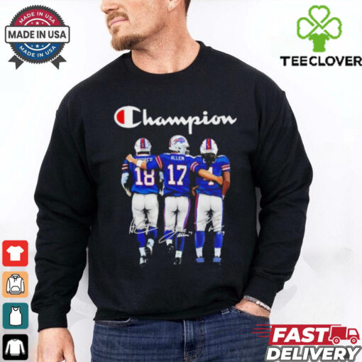 Josh Allen Amari Cooper and Curtis Samuel Buffalo Bills Champions Signatures shirt