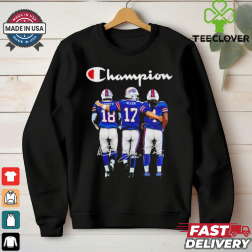 Josh Allen Amari Cooper and Curtis Samuel Buffalo Bills Champions Signatures shirt