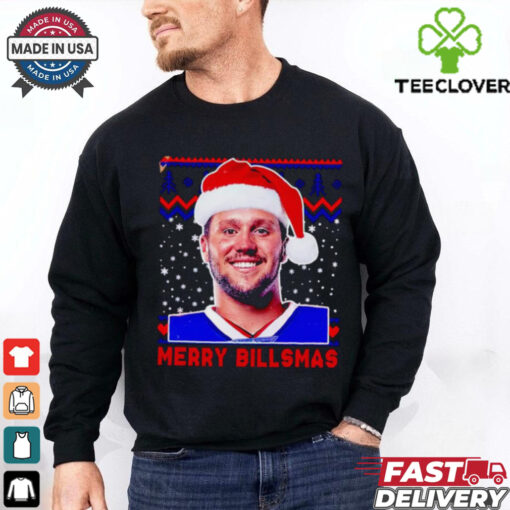 Josh Allen With Santa Hat Funny Merry Billsmas Christmas shirt