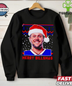 Josh Allen With Santa Hat Funny Merry Billsmas Christmas shirt