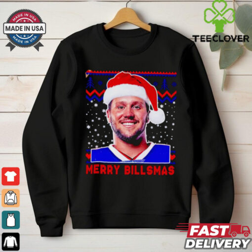 Josh Allen With Santa Hat Funny Merry Billsmas Christmas shirt
