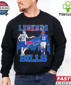 Josh Allen and Jim Kelly legends Buffalo Bills signatures shirt
