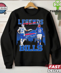 Josh Allen and Jim Kelly legends Buffalo Bills signatures shirt