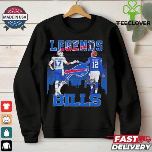 Josh Allen and Jim Kelly legends Buffalo Bills signatures shirt