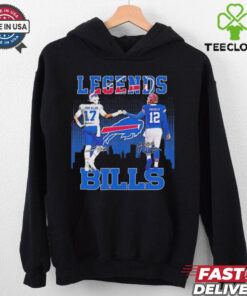 Josh Allen and Jim Kelly legends Buffalo Bills signatures shirt