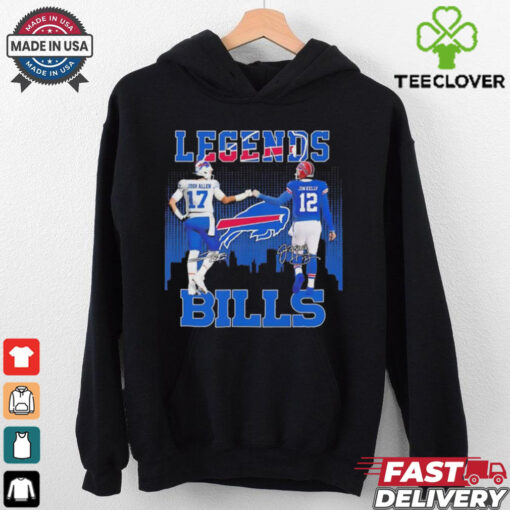 Josh Allen and Jim Kelly legends Buffalo Bills signatures shirt