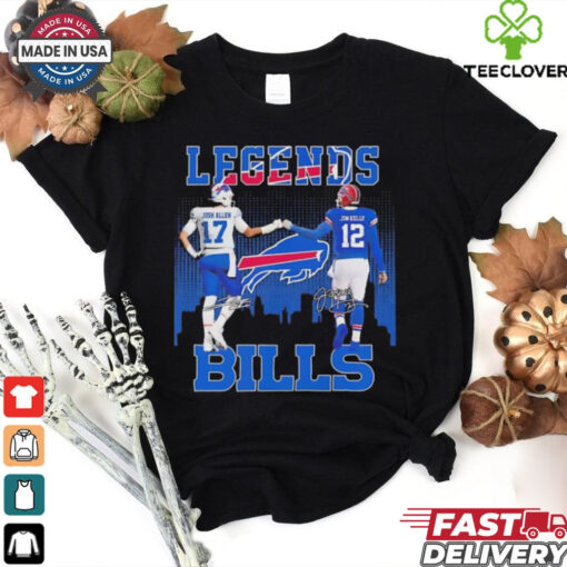 Josh Allen and Jim Kelly legends Buffalo Bills signatures shirt