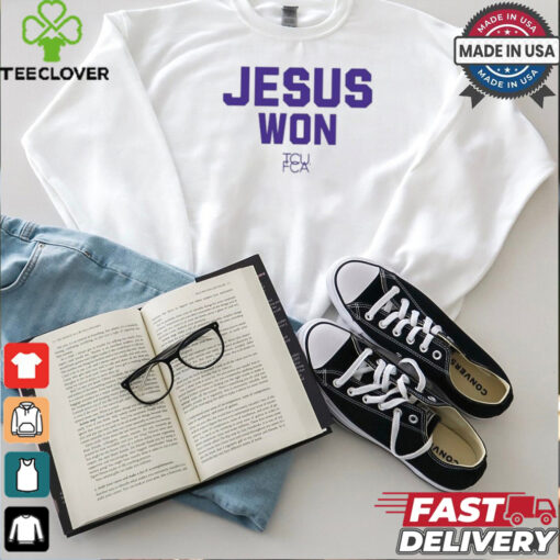 Josh Hoove Wearing Jesus Won Tcu Fca t shirt
