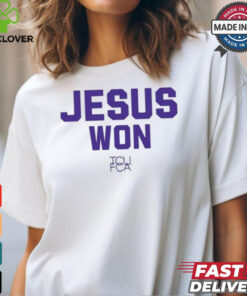 Josh Hoove Wearing Jesus Won Tcu Fca t shirt