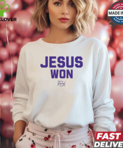 Josh Hoove Wearing Jesus Won Tcu Fca t shirt