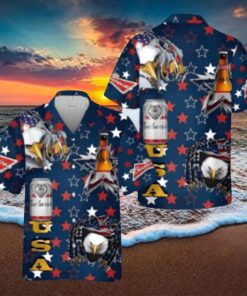 Budweiser Beer Hawaiian Shirt USA Flag Eagle Independence Day 4th Of July