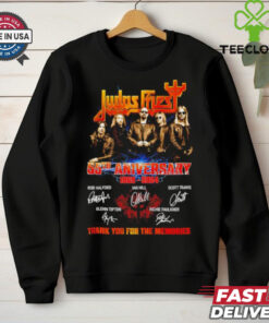Judas Priest 55th Anniversary 1969 2024 Rob Halford Ian Hill Scott Travis Glenn Tipton and Richie Faulkner Signatures shirt