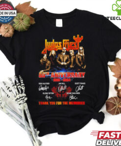 Judas Priest 55th Anniversary 1969 2024 Rob Halford Ian Hill Scott Travis Glenn Tipton and Richie Faulkner Signatures shirt