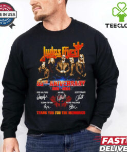 Judas Priest 55th Anniversary 1969 2024 Rob Halford Ian Hill Scott Travis Glenn Tipton and Richie Faulkner Signatures shirt