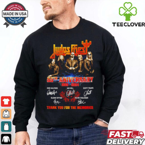 Judas Priest 55th Anniversary 1969 2024 Rob Halford Ian Hill Scott Travis Glenn Tipton and Richie Faulkner Signatures shirt