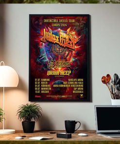 Judas Priest Invincible Shield Tour Europe 2024 Home Decor Poster Canvas