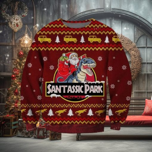 Jurassic Park Santa Claus Riding A Dinosaur Ugly Sweater For Woman
