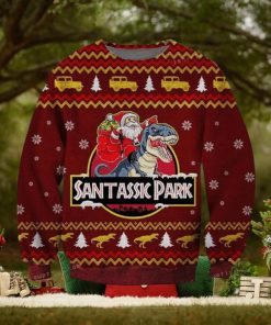 Jurassic Park Santa Claus Riding A Dinosaur Ugly Sweater For Woman