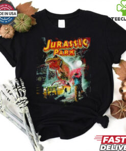 Jurassic Park night rain graphic shirt