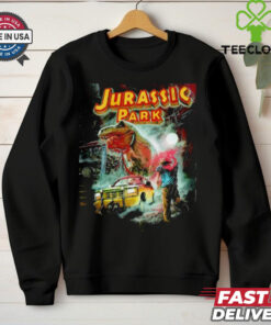 Jurassic Park night rain graphic shirt