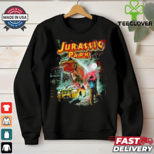 Jurassic Park night rain graphic shirt