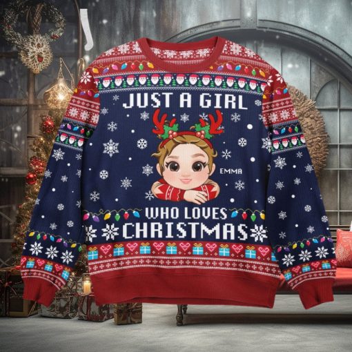 Just A Girl, Boy Who Loves Christmas   Personalized Ugly Sweater