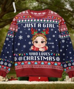 Just A Girl, Boy Who Loves Christmas   Personalized Ugly Sweater
