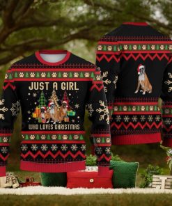 Just A Girl Who Loves Christmas Boxer Dog Sweater Trending For Men And Women Gift Holidays