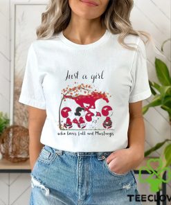 Just A Girl Who Loves Fall And Mustangs Peanuts Cartoon Halloween Shirt