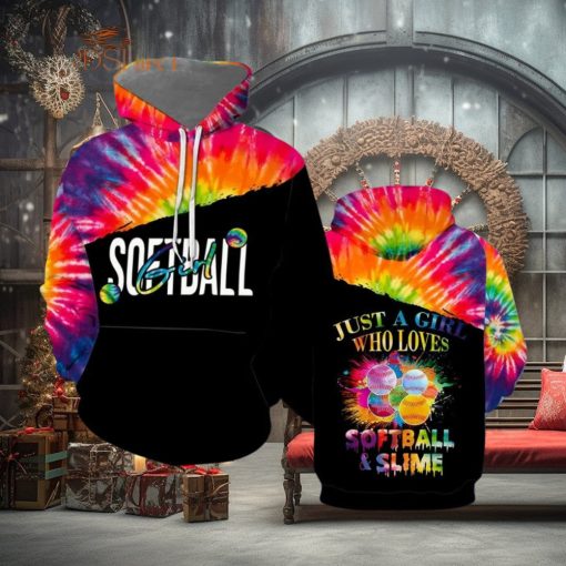 Just A Girl Who Loves Softball And Slime Colorful 3d All Over Print Hoodie