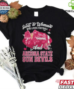 Just A Woman Who Loves Football And Arizona State Sun Devils Helmet Shirt