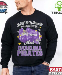 Just A Woman Who Loves Football And East Carolina Pirates Helmet Shirt