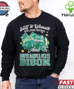 Just A Woman Who Loves Football And North Dakota State Bison Helmet Shirt