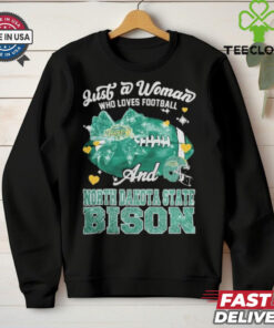 Just A Woman Who Loves Football And North Dakota State Bison Helmet Shirt