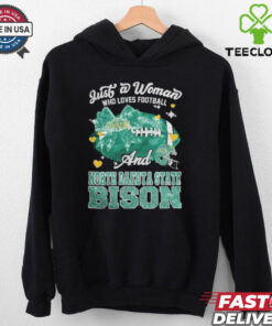 Just A Woman Who Loves Football And North Dakota State Bison Helmet Shirt