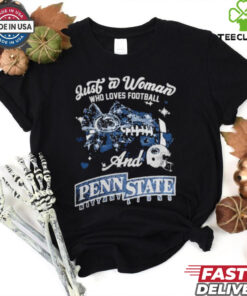 Just A Woman Who Loves Football And Penn State Nittany Lions Helmet Shirt